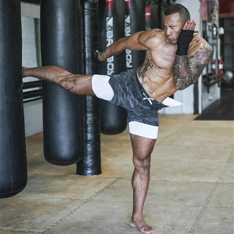 Sport Shorts Men Sportswear Double-Deck Running Shorts 2 in 1