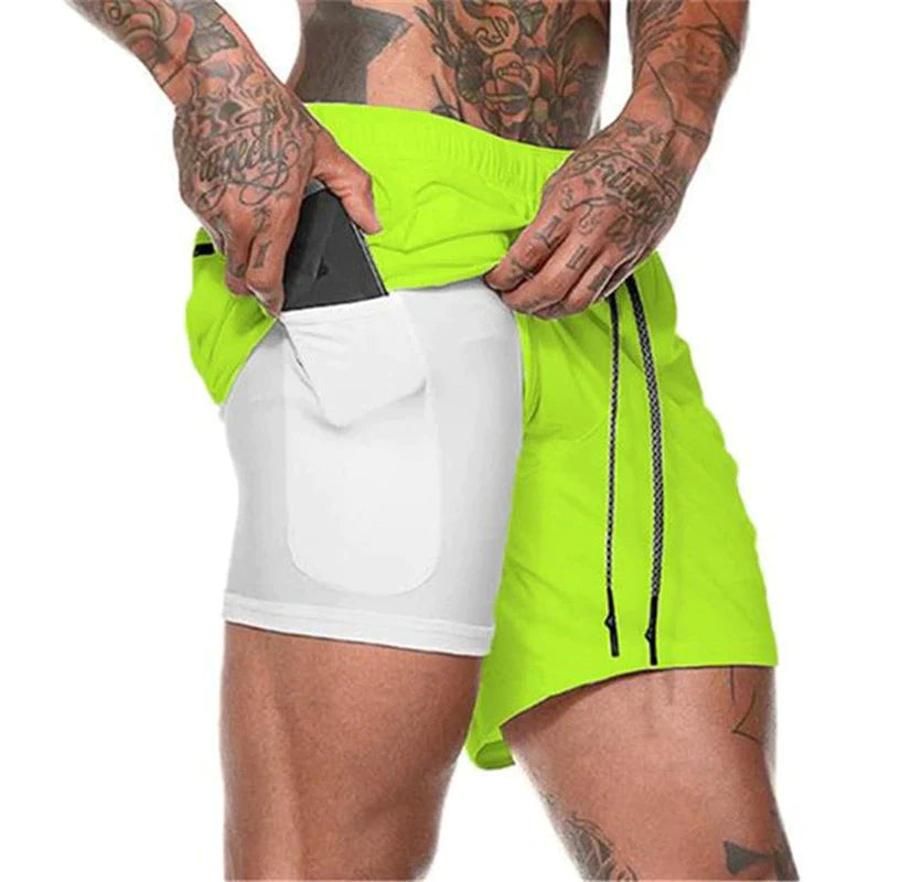Sport Shorts Men Sportswear Double-Deck Running Shorts 2 in 1