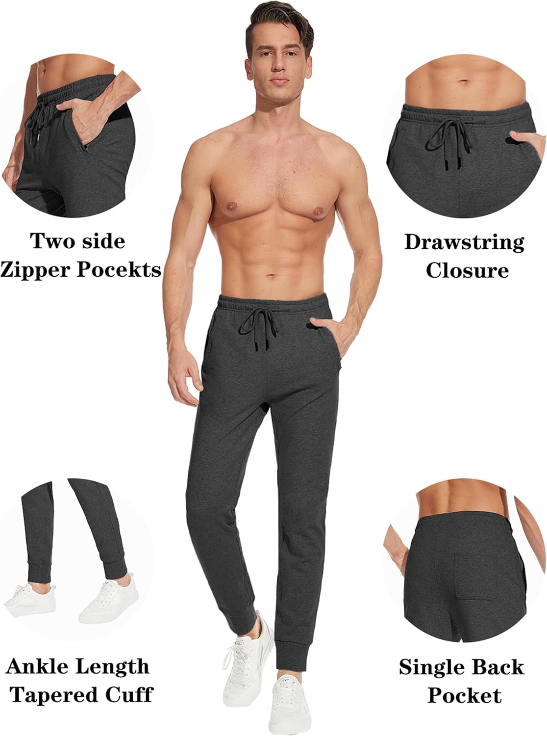 Tall Inseam Lightweight Cotton Joggers Extra Long Sweatpants Athletic