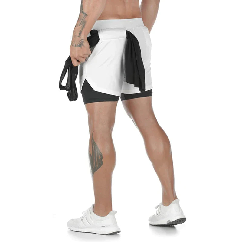 Running Shorts Men Gym Sports Shorts 2 in 1 Quick Dry