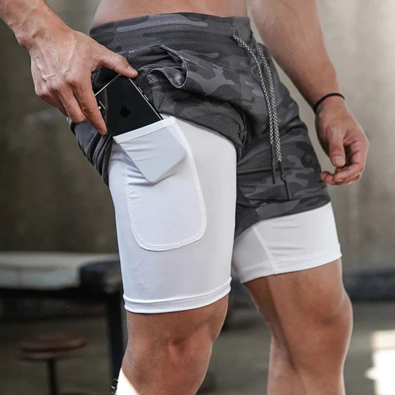 Running Shorts Men Gym Sports Shorts 2 in 1 Quick Dry