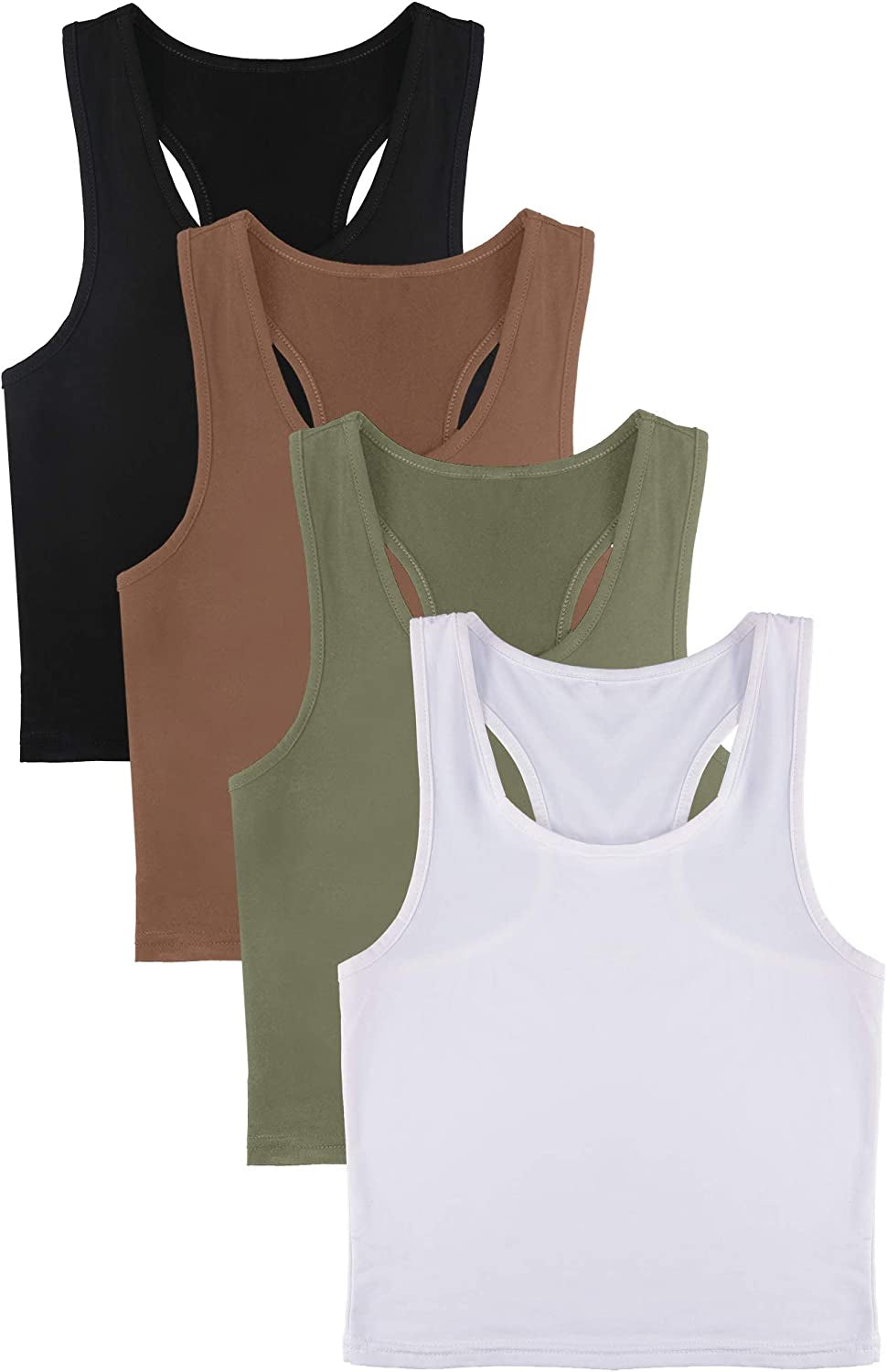 4 Pieces Basic Workout Crop Tank Tops