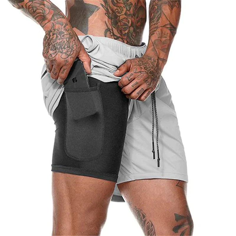 Sport Shorts Men Sportswear Double-Deck Running Shorts 2 in 1