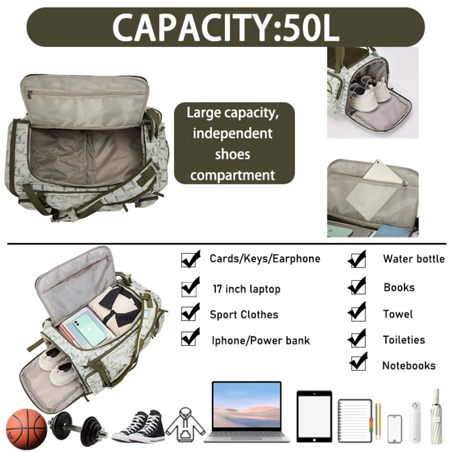 BE SMART 50L Extra Large Gym Backpack
