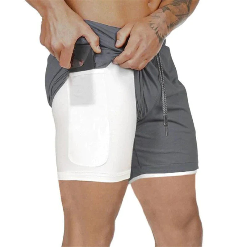 Sport Shorts Men Sportswear Double-Deck Running Shorts 2 in 1