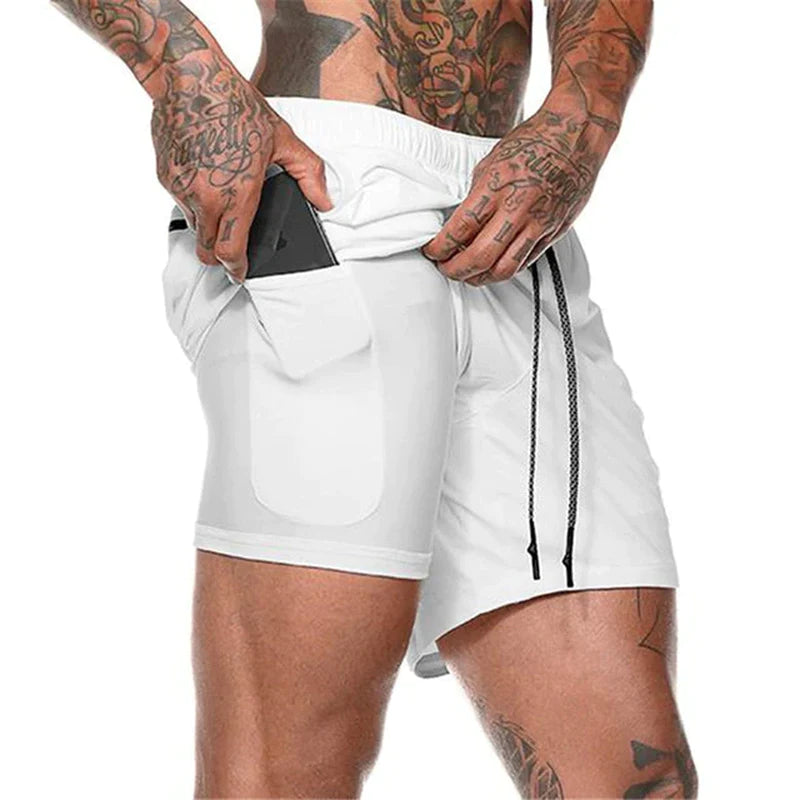 Sport Shorts Men Sportswear Double-Deck Running Shorts 2 in 1