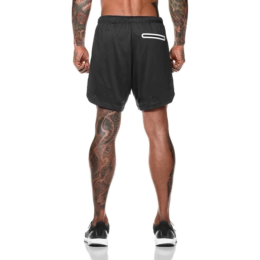 Sport Shorts Men Sportswear Double-Deck Running Shorts 2 in 1