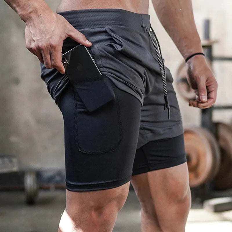 Running Shorts Men Gym Sports Shorts 2 in 1 Quick Dry