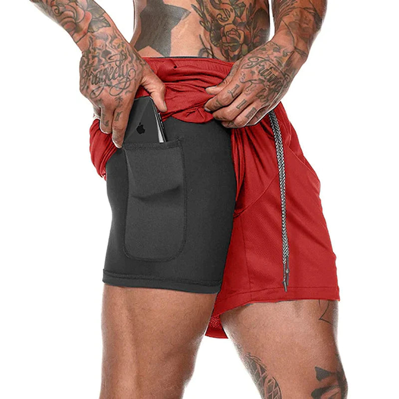 Sport Shorts Men Sportswear Double-Deck Running Shorts 2 in 1