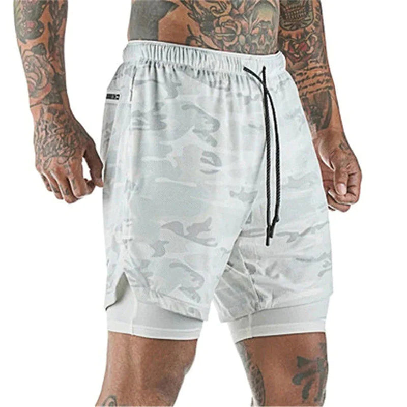 Sport Shorts Men Sportswear Double-Deck Running Shorts 2 in 1