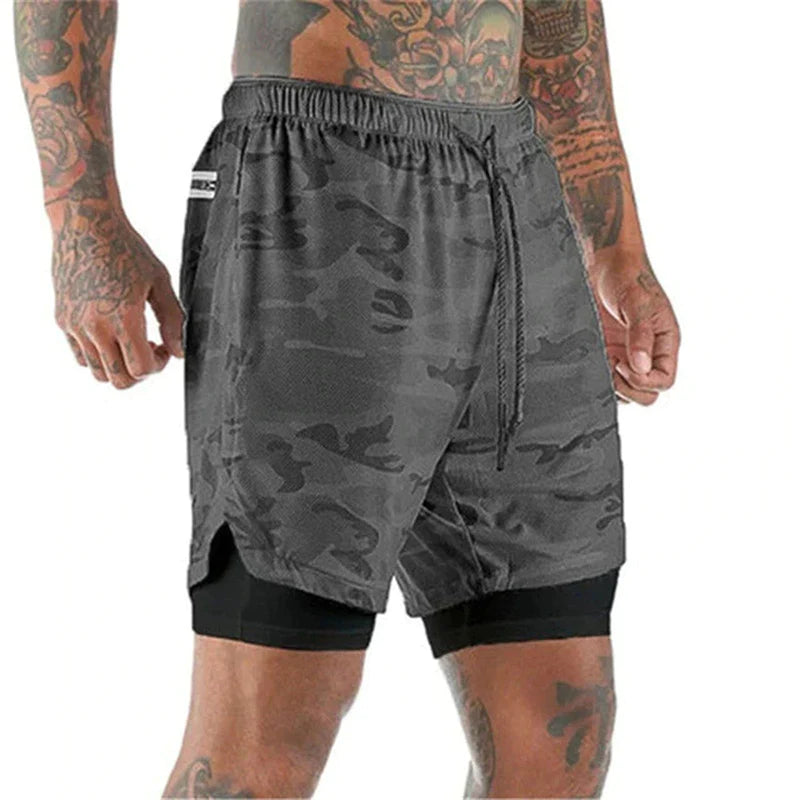 Sport Shorts Men Sportswear Double-Deck Running Shorts 2 in 1