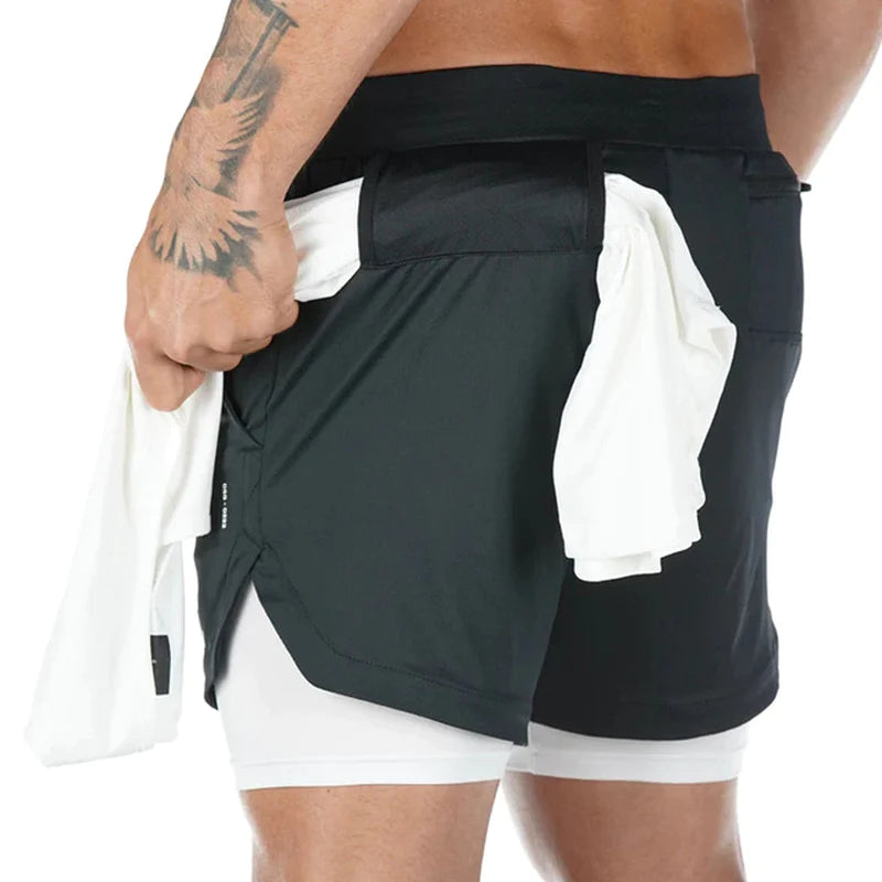 Running Shorts Men Gym Sports Shorts 2 in 1 Quick Dry