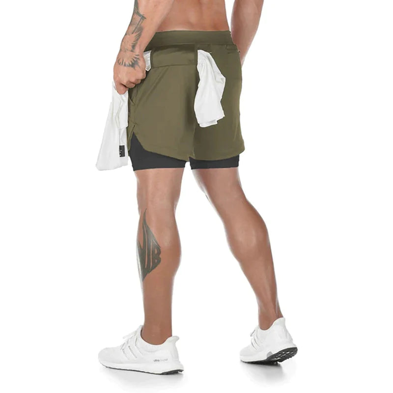 Running Shorts Men Gym Sports Shorts 2 in 1 Quick Dry