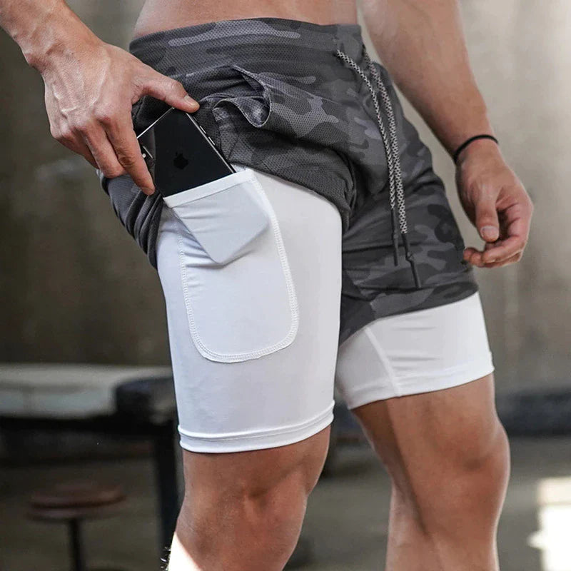 Running Shorts Men Gym Sports Shorts 2 in 1 Quick Dry