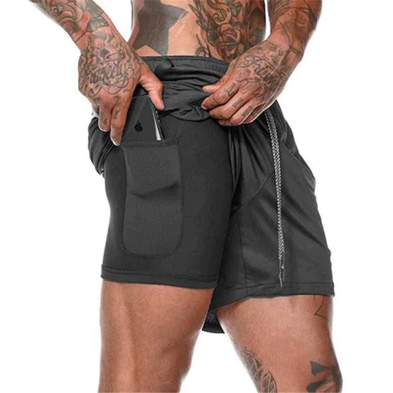 Sport Shorts Men Sportswear Double-Deck Running Shorts 2 in 1