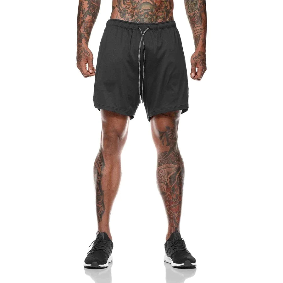 Sport Shorts Men Sportswear Double-Deck Running Shorts 2 in 1