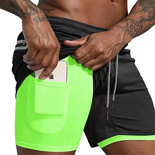 Sport Shorts Men Sportswear Double-Deck Running Shorts 2 in 1 