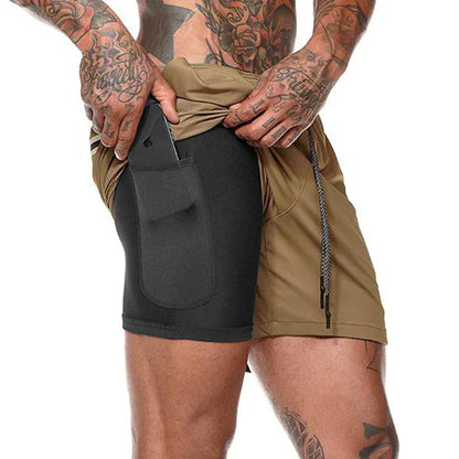 Sport Shorts Men Sportswear Double-Deck Running Shorts 2 in 1 