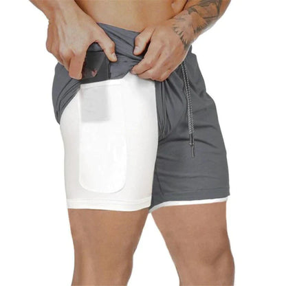 Sport Shorts Men Sportswear Double-Deck Running Shorts 2 in 1 