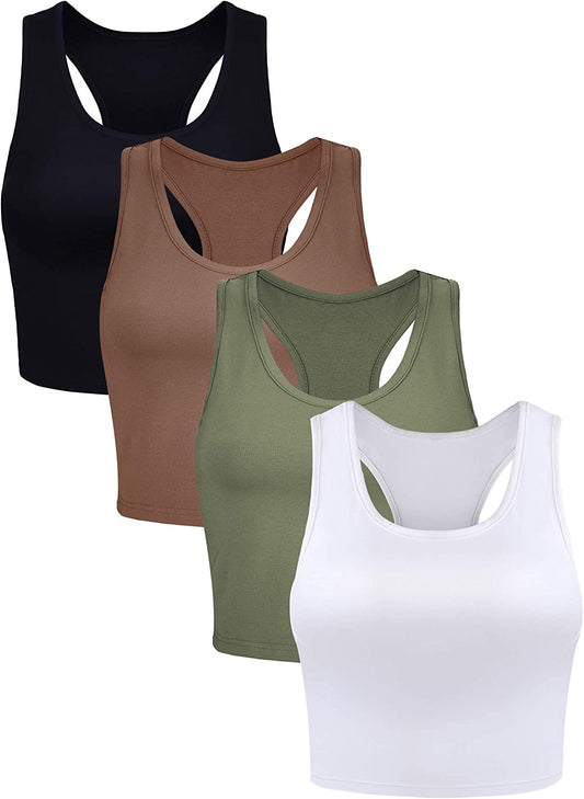 4 Pieces Basic Workout Crop Tank Tops