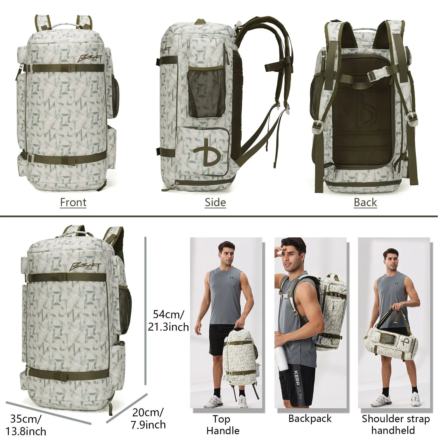 BE SMART 50L Extra Large Gym Backpack 