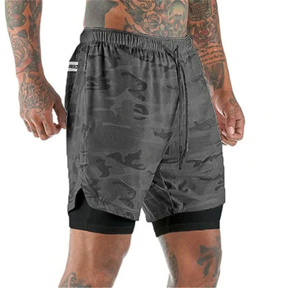Sport Shorts Men Sportswear Double-Deck Running Shorts 2 in 1 