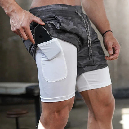 Running Shorts Men Gym Sports Shorts 2 in 1 Quick Dry